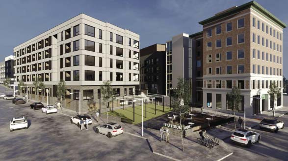 digital rendering of Flatiron District project buildings