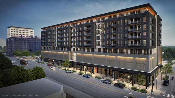 digital rendering of Flatiron District project buildings