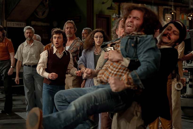 The SNL crew moments before the first Saturday Night Live is broadcast