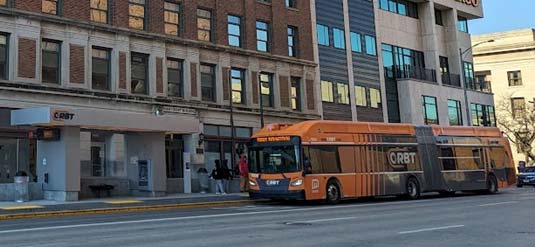 ORBIT Bus in Front of Downtown Omaha Bus Stop