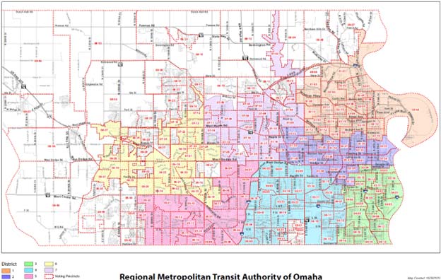 Map of the Regional Metropolitan Transit Authority Board Districts