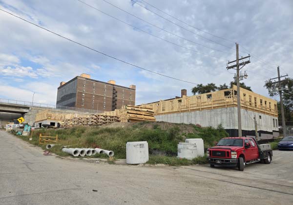 Above: Construction on an apartment building at 15th & Marcy Street