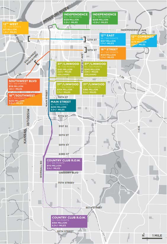 Map of the Current Streetcar “Starter Line” with Extension Arrows