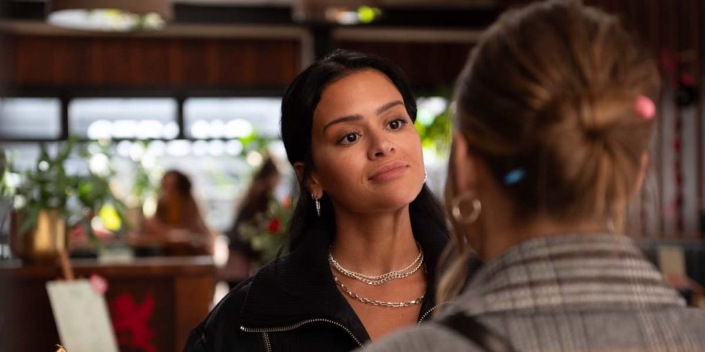 Gigi Zumbado as Monica and Olivia Holt as Ally