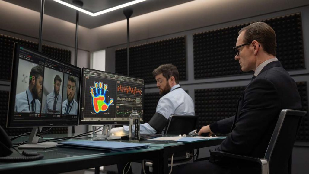 George administers a polygraph on Freddie Smalls played by Tom Burke