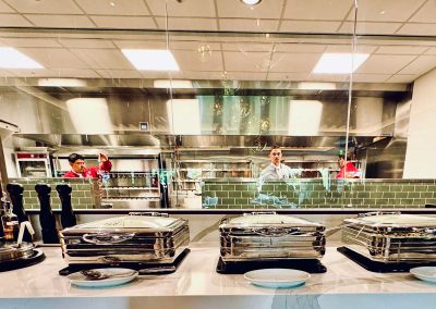Hot table in front of the kitchen