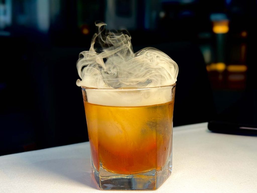Smoked caramelized pineapple old fasioned