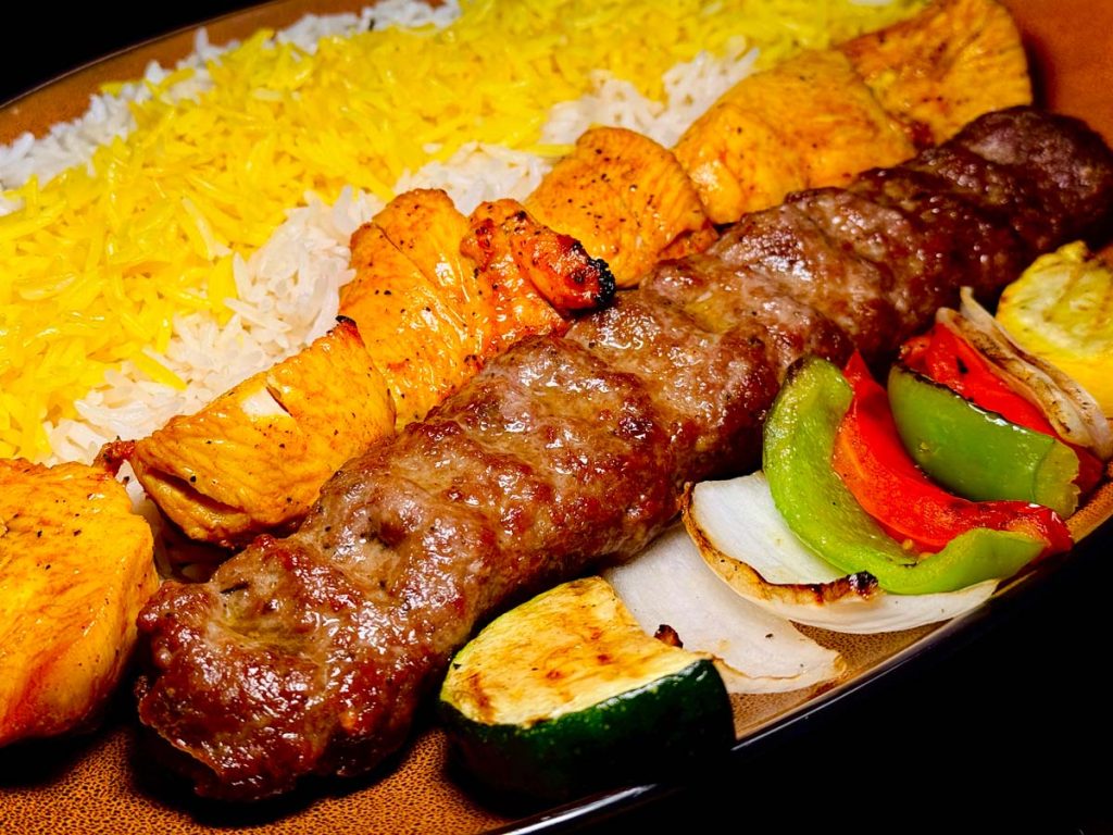 Chicken shish kebab and lamb Koobideh kebab