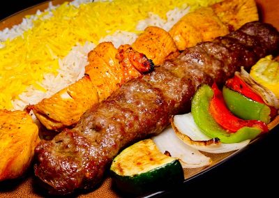Chicken shish kebab and lamb Koobideh kebab